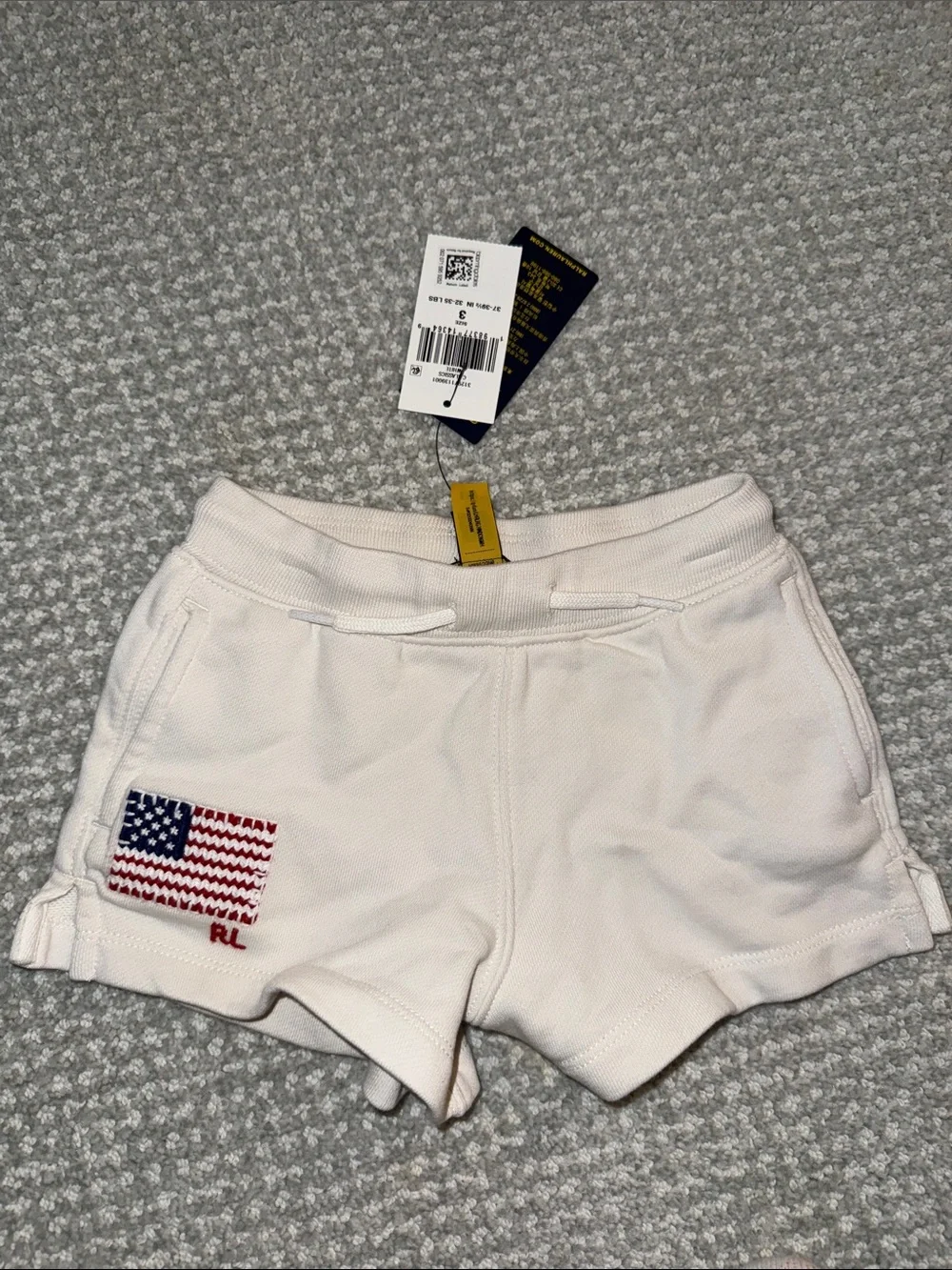 🇺🇸RL🇺🇸 NWT 3T Flag-Appliqué French Terry Short. Brand new!